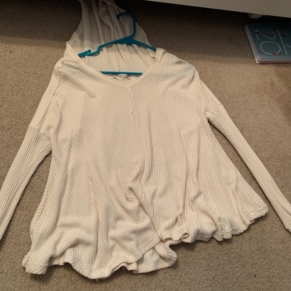 waffle knit sweater with hood